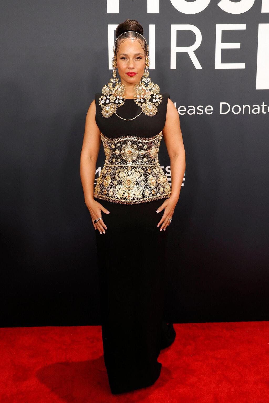 אלישיה קיז בשמלה של דולצ'ה אנד גבאנה (צילום: Frazer Harrison/Getty Images/AFP) אלישיה קיז בטקס הגראמי, 2025