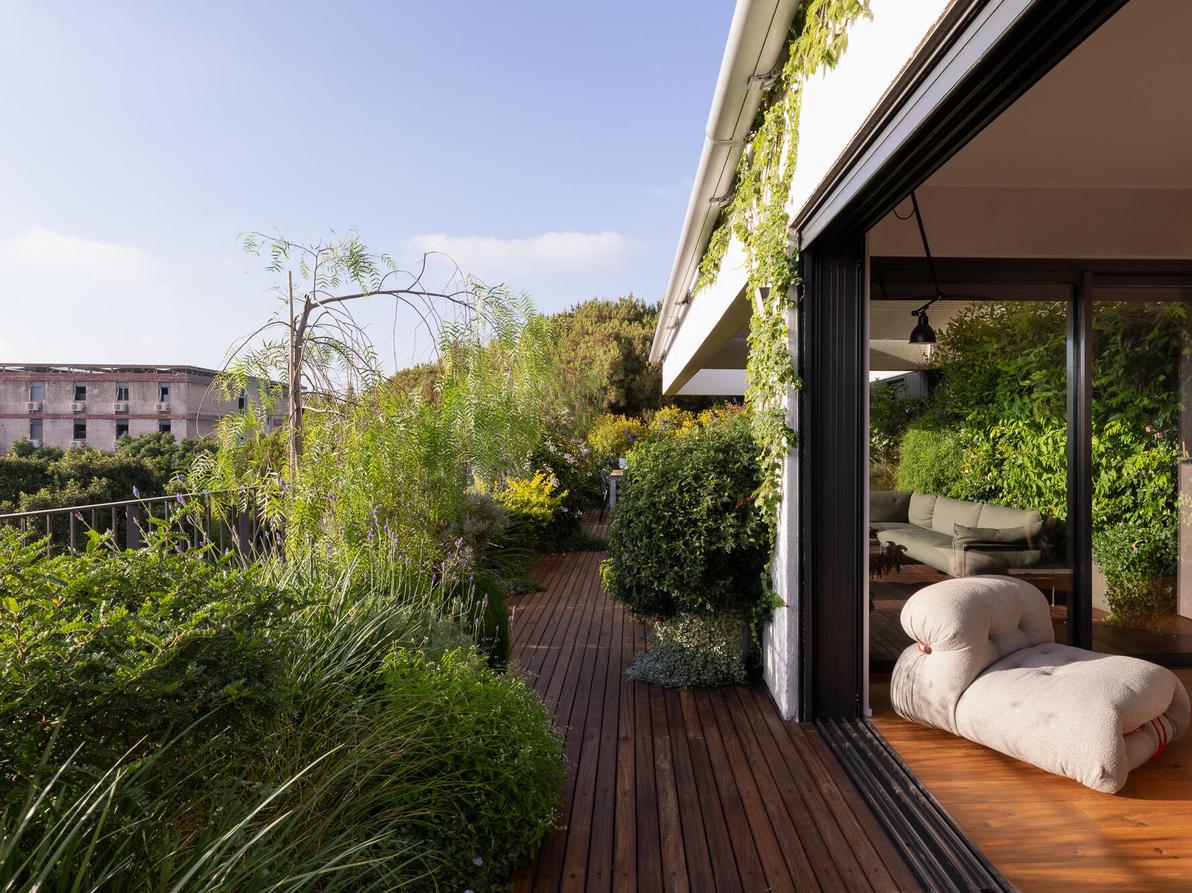 115 מ"ר של מרפסות מקיפות דירה בשטח של 180 מ"ר במרכז תל אביב (צילום: טל ניסים) פנטהאוז בתל אביב, עיצוב: דודי אוחיון