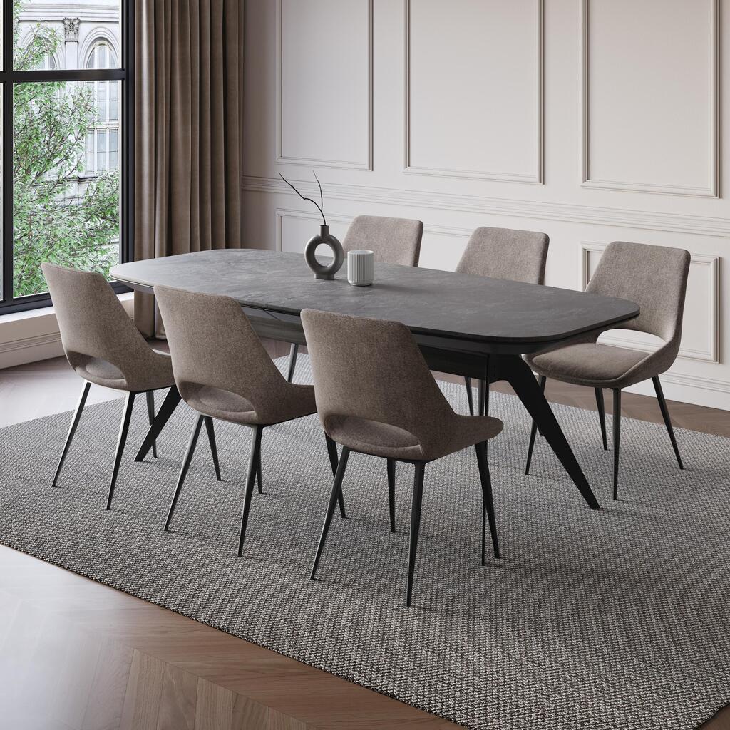 שולחן אוכל נפתח דגם מיאמי: 6,747 שקל, כיסא דגם אלבורג: 513 שקל לאחד, 6 כיסאות 3,081 שקל (צילום באדיבות KAZA – הום קולקשן) kaza