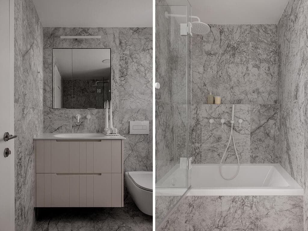 חדר רחצה נוסף (צילום: איתי בנית) הדירה הנועזת בקומה 3, עיצוב: אפרת וינרב