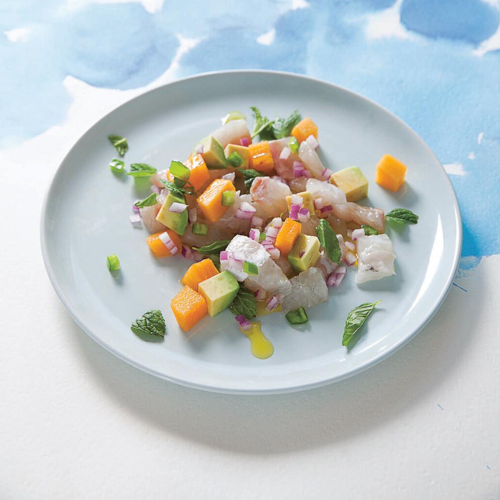 סביצ'ה דג עם אפרסמון ונענע