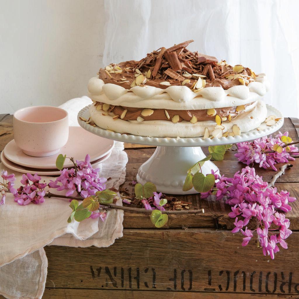 פבלובה עם קרם שוקולד ושקדים