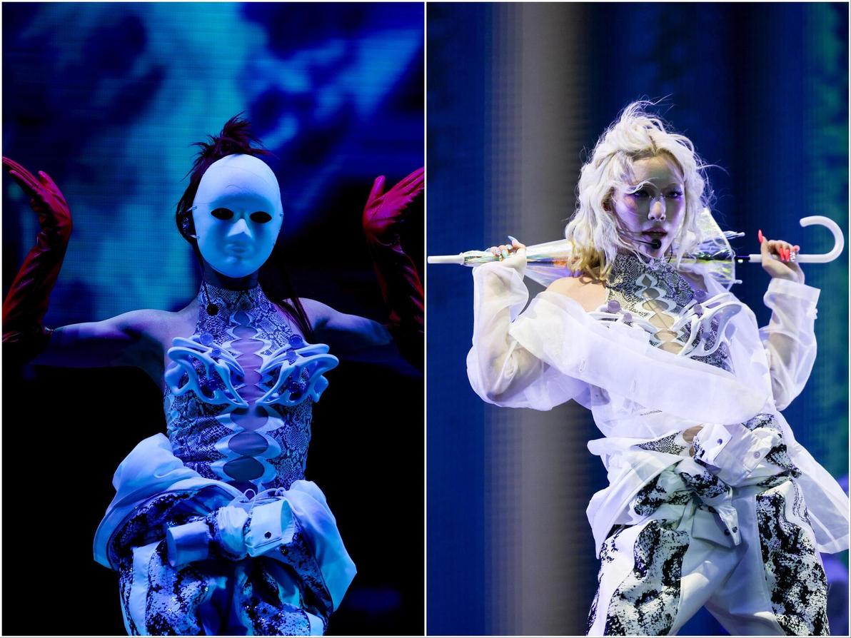 דרמה, מסכות ותחושה אפלולית ליוו את המופע של ההרכב, שצפוי לצאת בקרוב לסיבוב הופעות עולמי (צילום: Frazer Harrison/Getty Images for Coachella) להקת XG בפסטיבל קואצ'לה, 2025