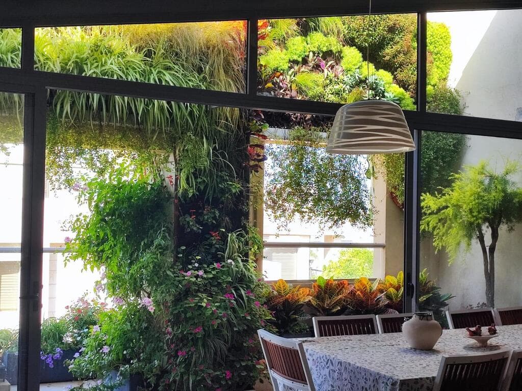 מרפסת עם קירות ירוקים