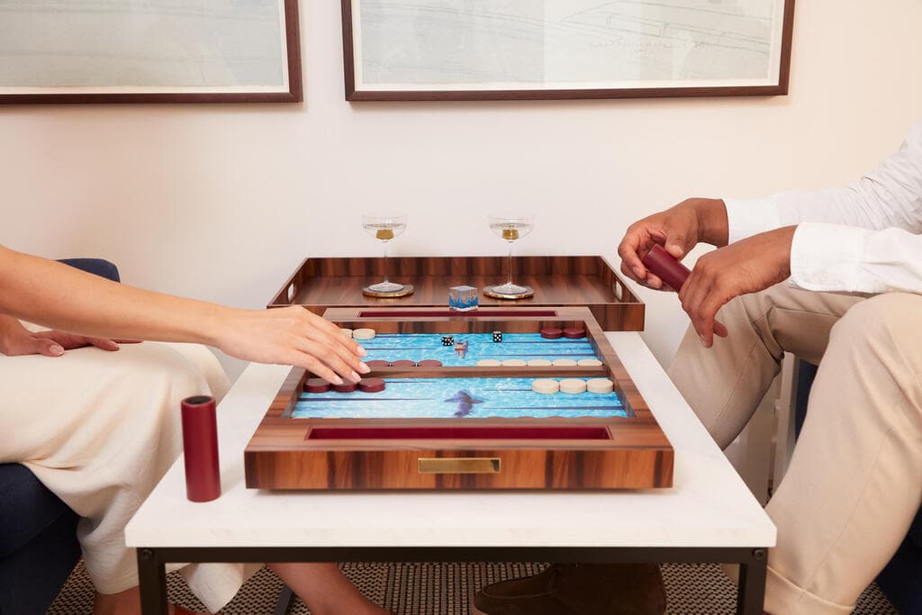 The Chase Summer Tabletop backgammon set