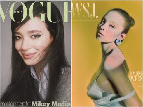 סידני סוויני על שער מוסף האופנה של וול סטריט ג'ורנל ומייקי מדיסון על שער ווג איטליה