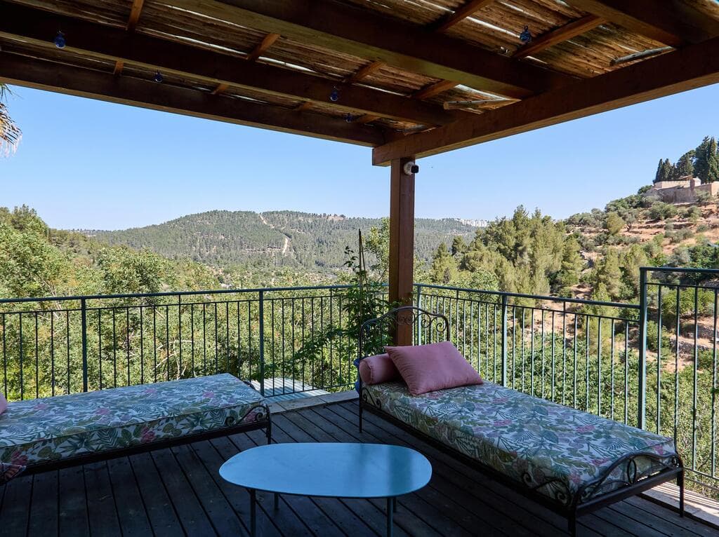 נוף להרי ירושלים. בנו לבד את הפרגולה (צילום: חיים ברגיג) בית השנטי החדש, עין הכרם, ירושלים