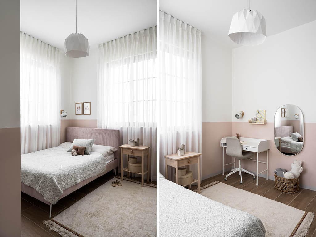 חדר נוסף לילדה שאוהבת ורוד מעושן (צילום: קרין רבנה) בית פרטי במושב אשבול ליד נתיבות. עיצוב: ליאת שעיה