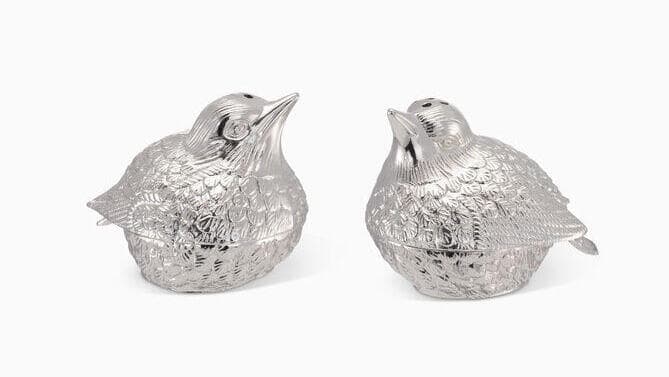 סט למלח-פלפל בצורת ציפורי שיר מצופה כסף, 184 שקל, הצורפים