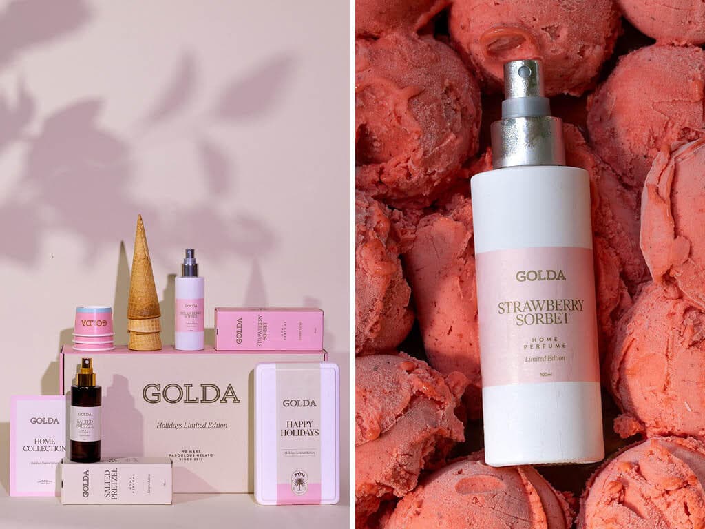 מארז חג של גלידת גולדה - קולקציית ניחוחות לבית, מגיע עם גלידה/ 159 aek