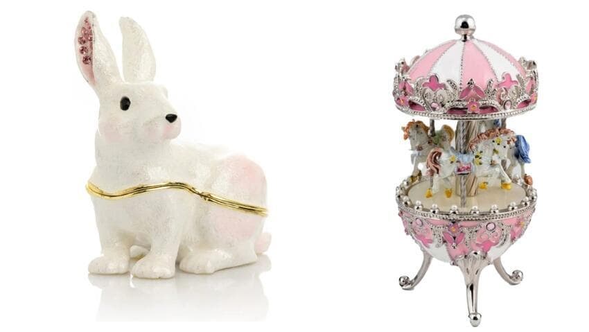 קופת תכשיטים ארנב וביצת פברז'ה מעוצבת של האמנית קרן קופל