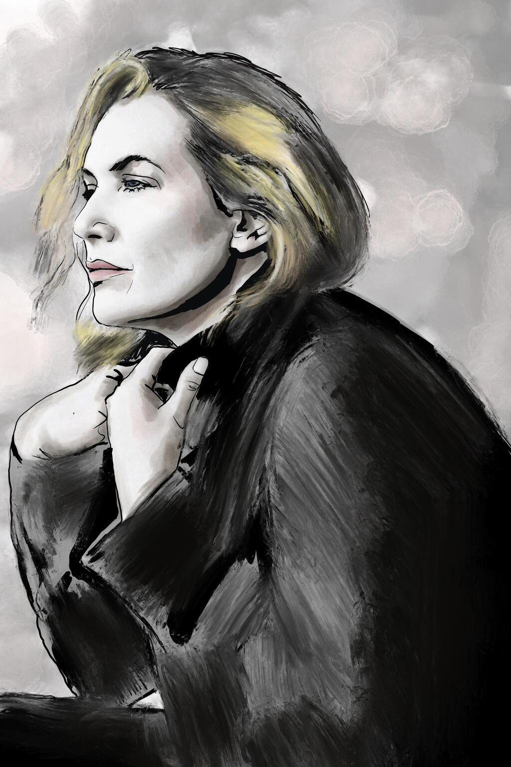 לא רודפת אחר אידיאל היופי המקובל בהוליווד. קייט וינסלט (איור: ארז עמירן) איור של קייט וינסלט