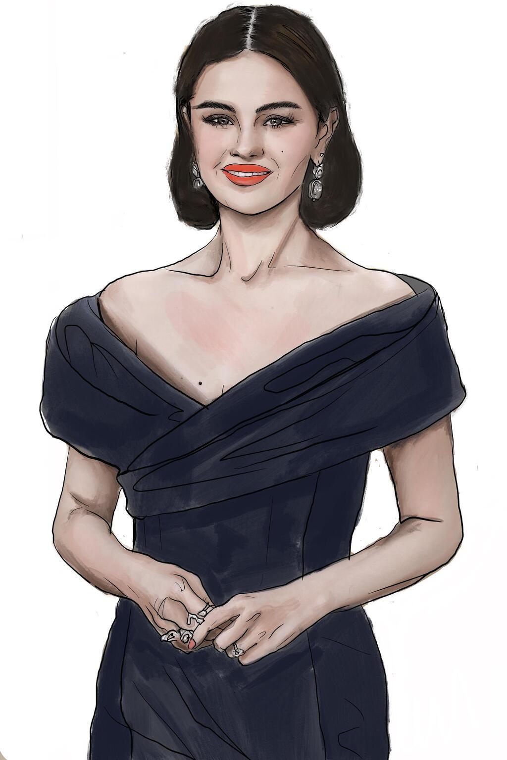 הפכה את 2025 לשנה המנצחת שלה. סלינה גומז (איור: ארז עמירן) איור של סלינה גומז