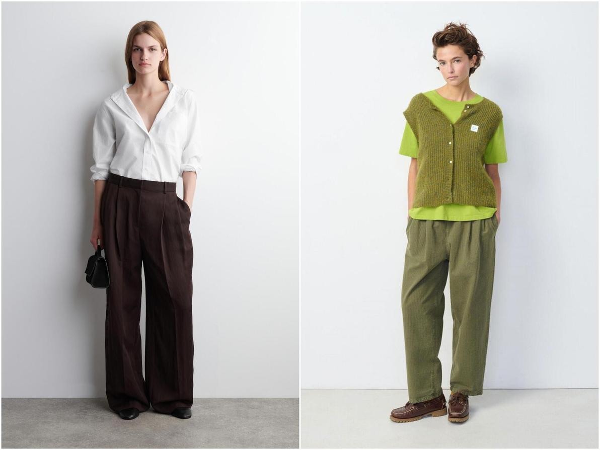 מכנסיים של אמריקן וינטג' (מימין) ו-COS, סתיו-חורף 2025-26