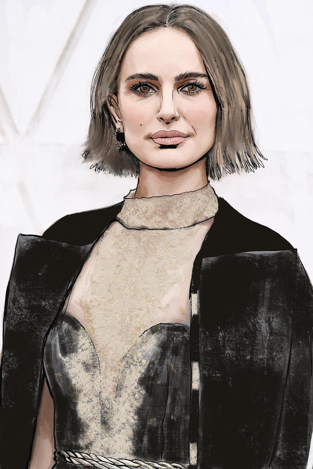 נראית יותר ויותר צרפתייה עם השנים. נטלי פורטמן (איור: ארז עמירן) איור של נטלי פורטמן