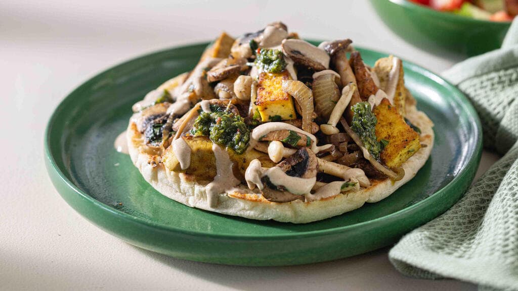 ארוחה טבעונתי: שווארמה טופו ופטריות