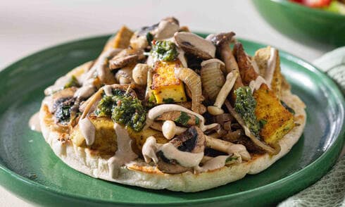 ארוחה טבעונתי: שווארמה טופו ופטריות