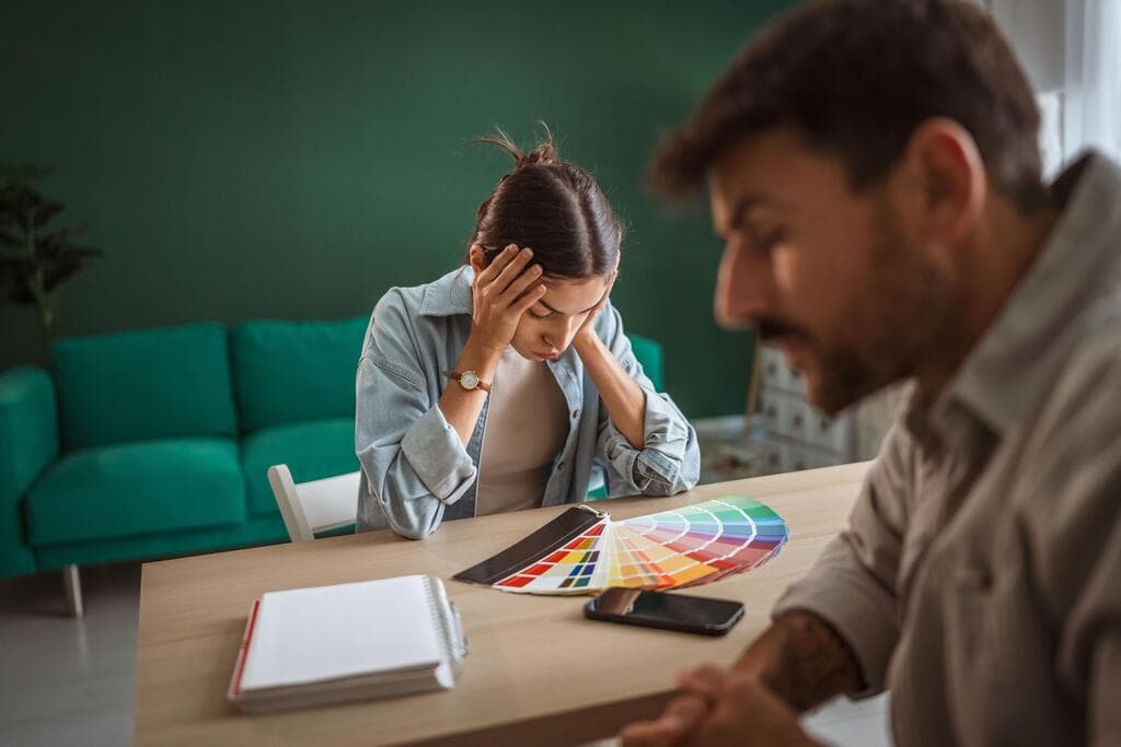 זוג במהלך שיפוץ הבית 