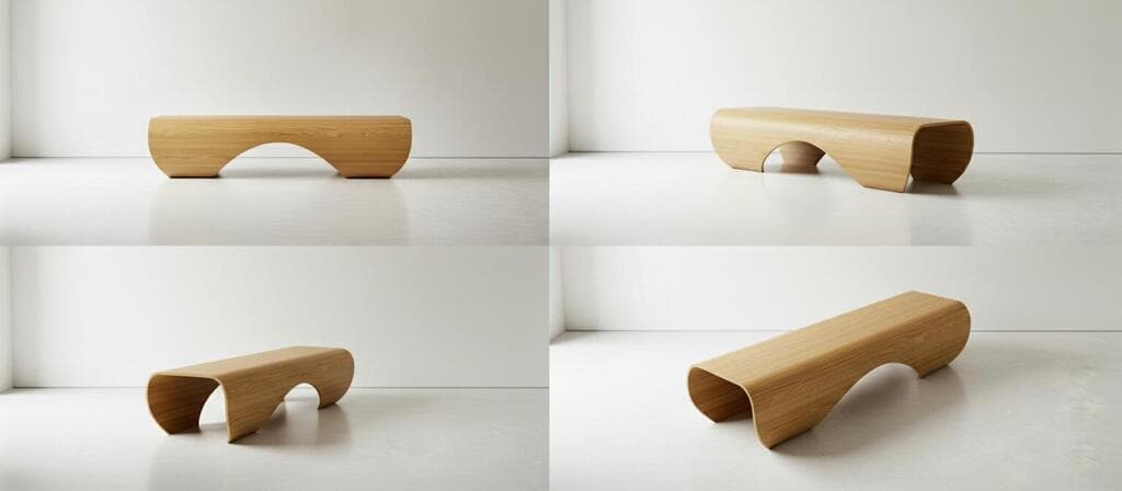 מפתח מודלים, מכופף עץ, מעבד מתכת, ומייצר כל פריט מאפס (צילום: שי הופנברטל) רהיטים מעץ מכופף בעיצוב שי הופנברטל