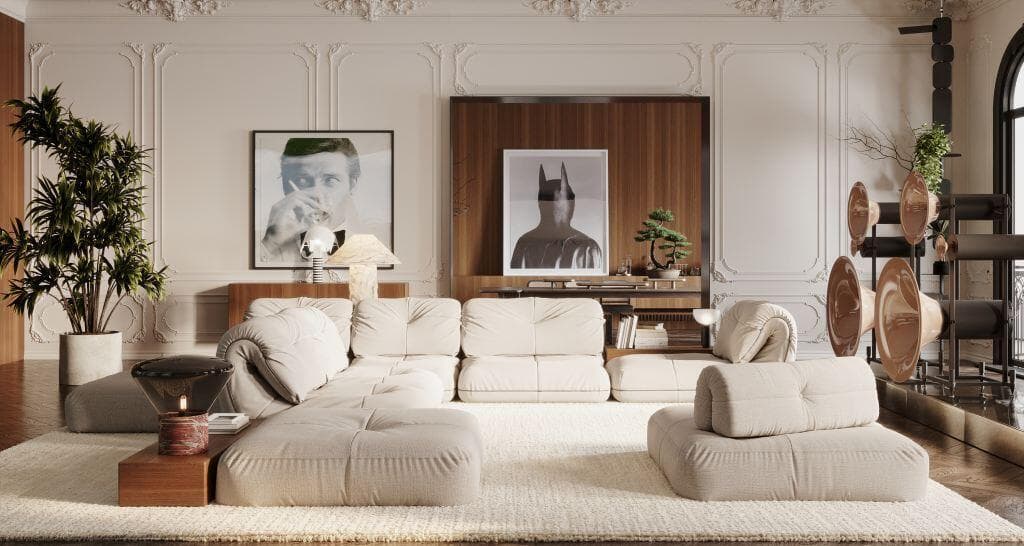 פרויקט בפריז, בשילוב גוון לבן ענני, עיצוב: אריק בן שמחון (צילום באדיבות אריק בן שמחון ) פרויקט בפריז, בשילוב גוון לבן ענני, עיצוב: אריק בן שמחון