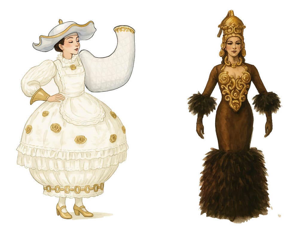 התלבושות למחזמר "היפה והחיה". עבר את האישור של דיסני (באדיבות יובל כספין) התלבושות למחזמר "היפה והחיה"