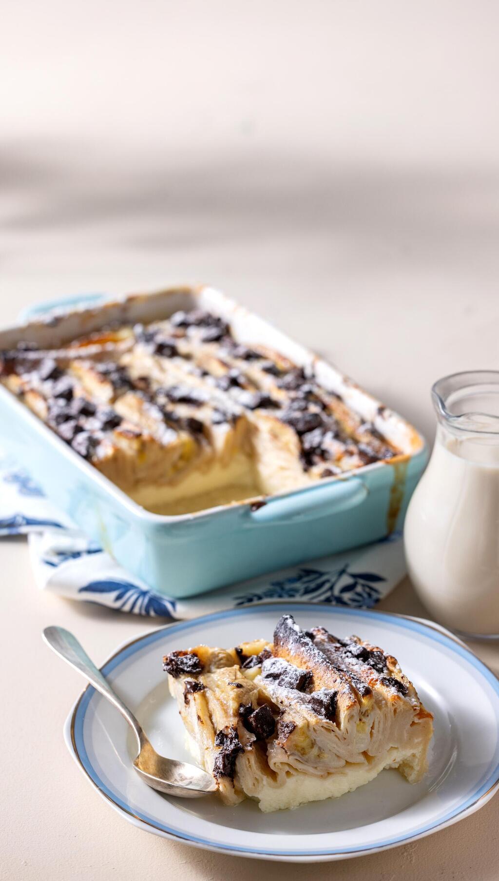 טורטיה פודינג עם בננות ושוקולד