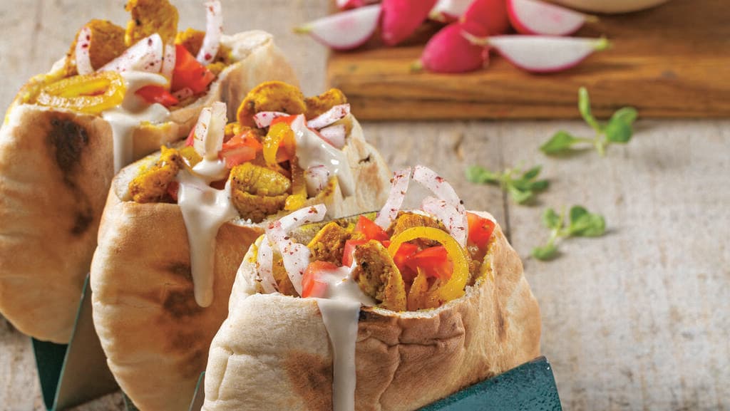  שווארמה עם חזה עוף ובצל מטוגן