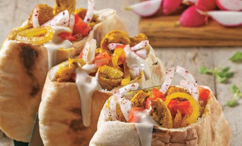  שווארמה עם חזה עוף ובצל מטוגן