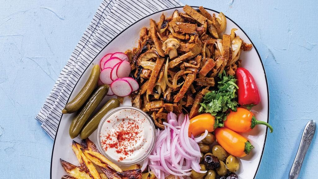 שווארמה טבעונית סייטן ופטריות