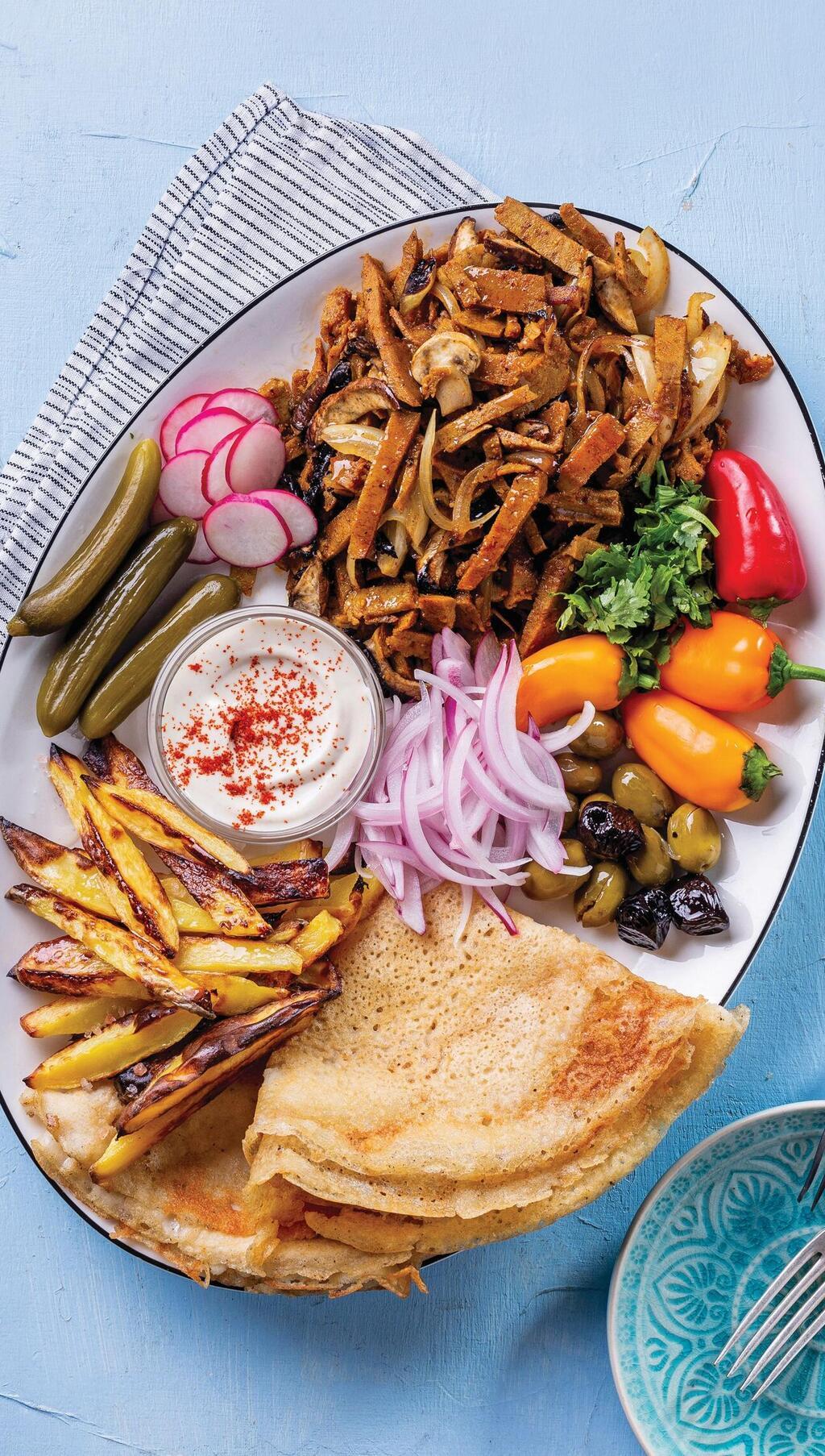 שווארמה טבעונית סייטן ופטריות