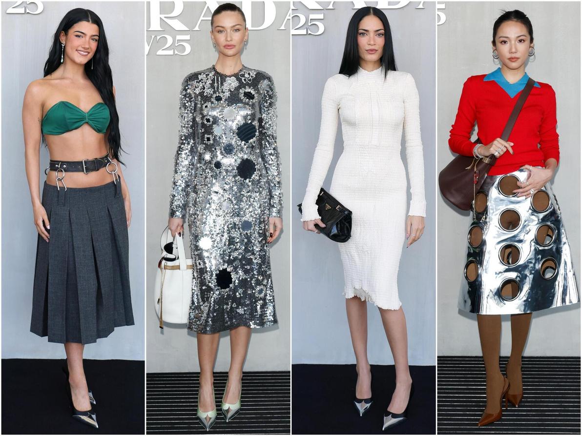 יויו קאו, אלודי, קריסטינה רומנובה וצ'ארלי ד'אמליו בתצוגת סתיו-חורף 2025-26 של פראדה