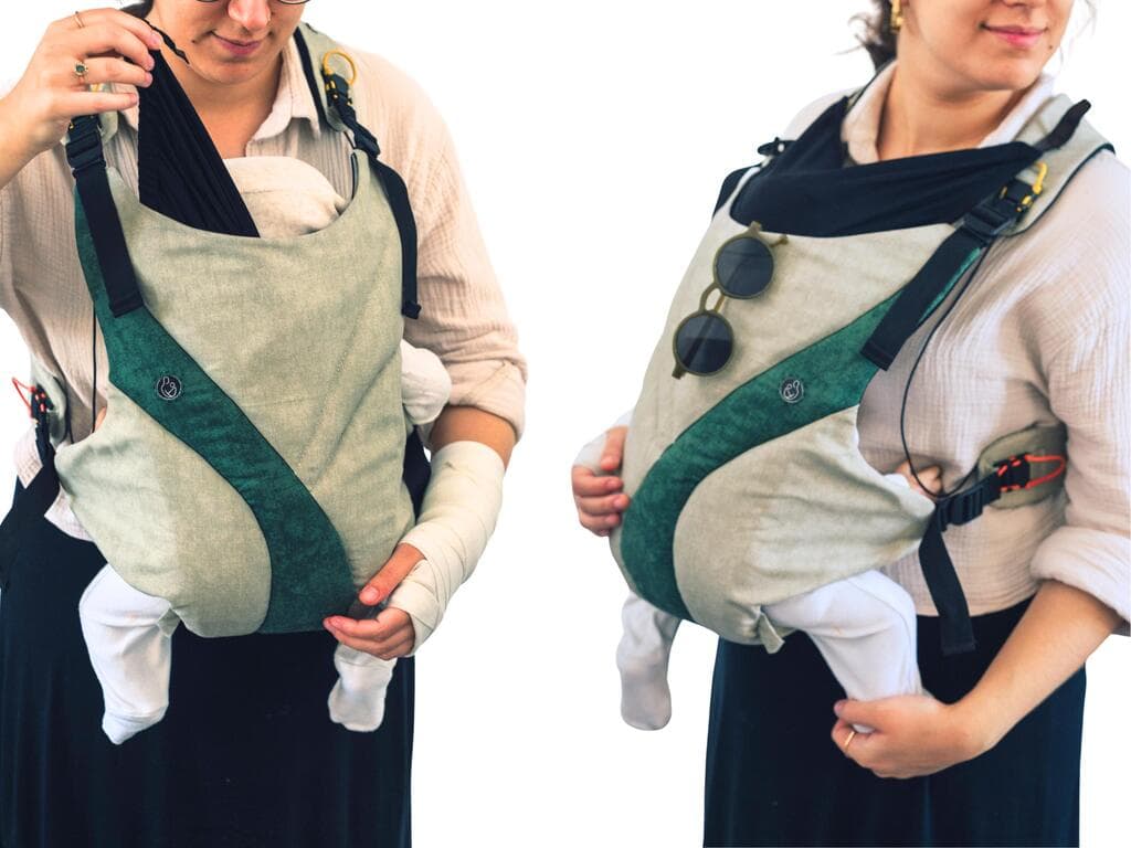 המנשא הייחודי Huga שפיתחה עמית טל (צילום: שמואל כהן) המנשא שפיתחה עמית טל