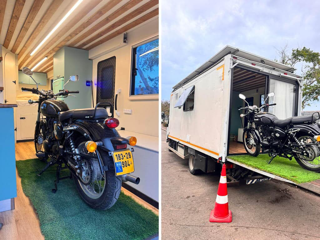 יש מקום גם לאופנוע (צילום: ריף הר אבן) בית המשאית