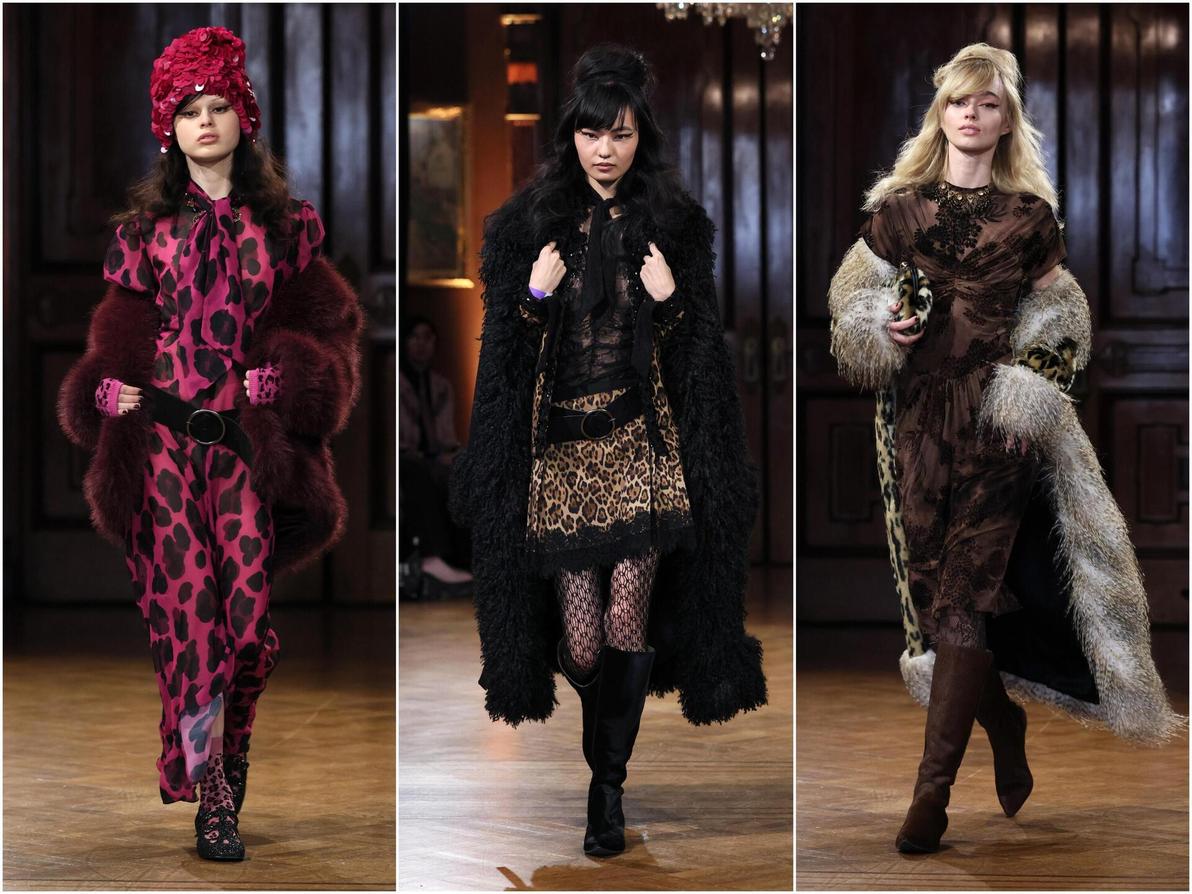 הקולקציה שימשה כמעין מחווה לארכיון העשיר שלה, עם קודים בוהמיינים-רוקיסטיים שהיו לסימן ההיכר של סואי (צילום: Dia Dipasupil/Getty Images) אנה סואי, תצוגת סתיו-חורף 2026-27 בשבוע האופנה בניו יורק