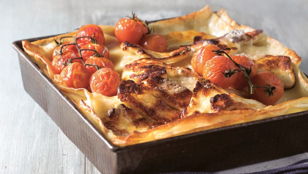 לזניה עם גבינת חלומי ועגבניות שרי