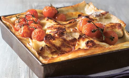 לזניה עם גבינת חלומי ועגבניות שרי