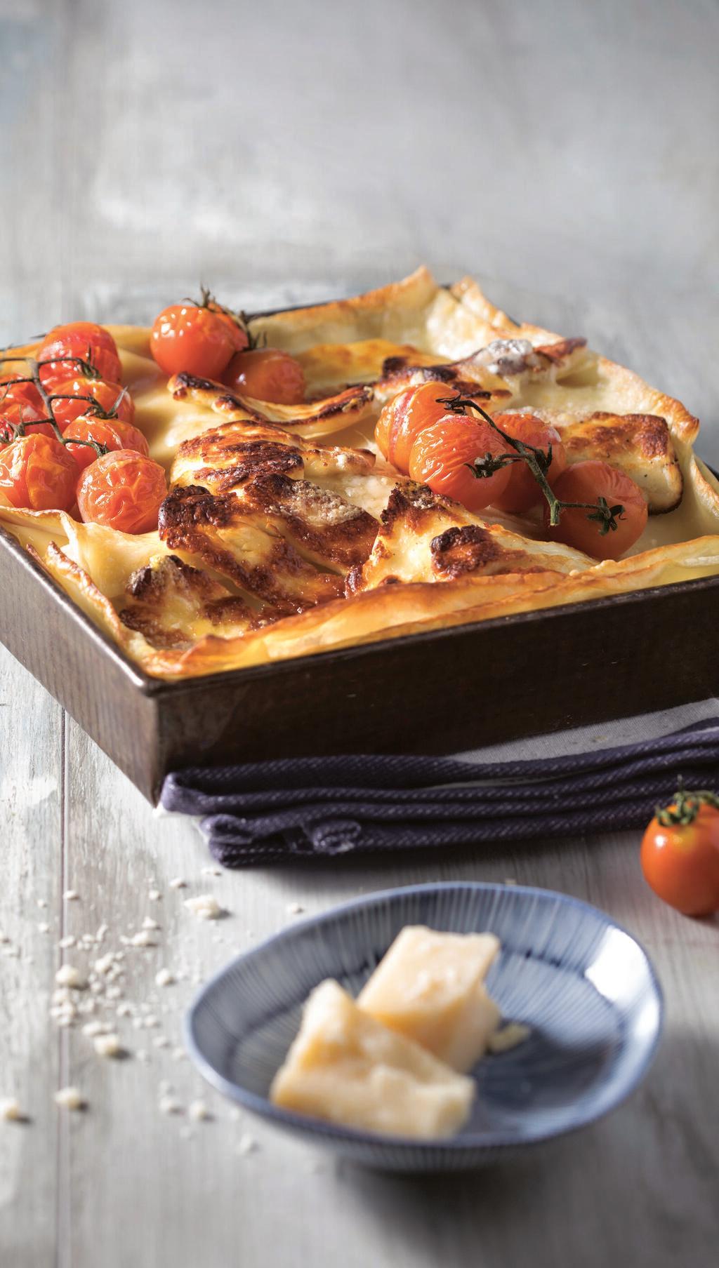 לזניה עם גבינת חלומי ועגבניות שרי