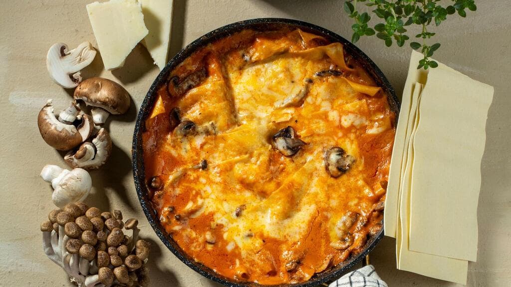 לזניה פטריות במחבת