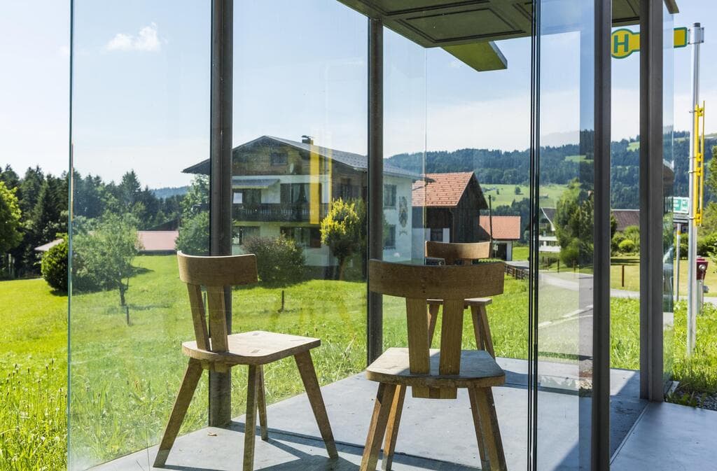 Busstop by architect Smiljan Radic, Krumbach, Bregenzer Wald, Austria