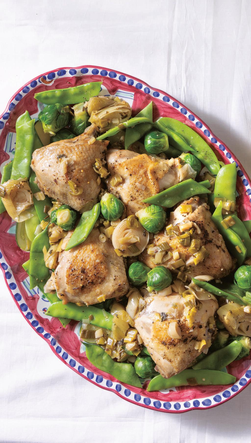 עוף צלוי עם ירקות ירוקים