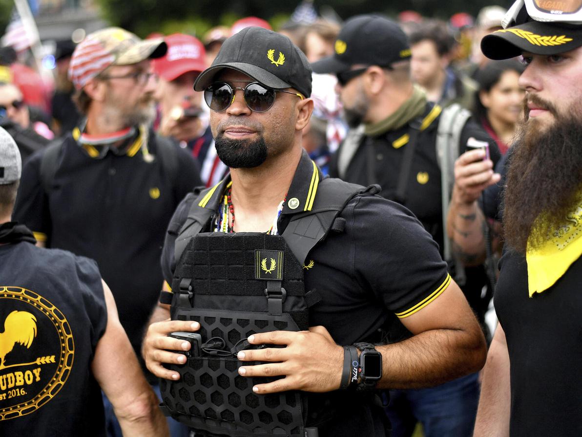 הנרי "אנריקה" טריו, אז מנהיג ארגון The Proud boys, בהפגנה בארצות הברית, 2019