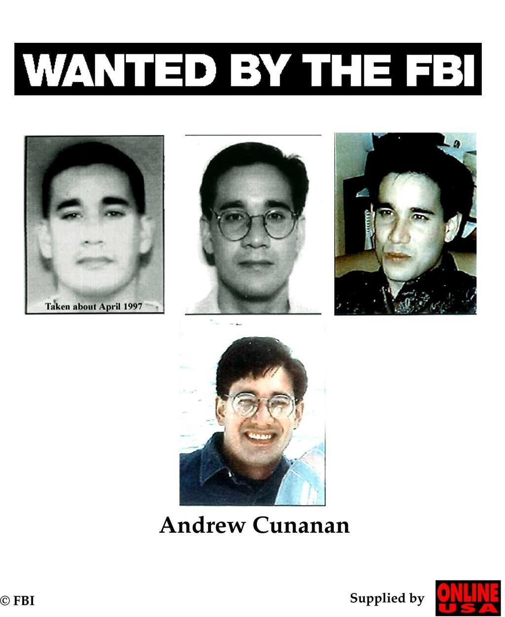 מודעת מבוקש שפרסמו ה-FBI לאחר רצח ג'יאני ורסאצ'ה, 1997