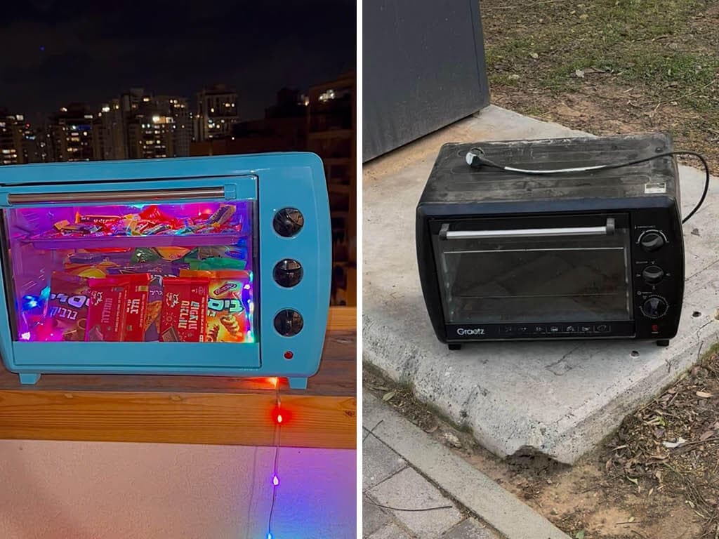 טוסטר אובן שזכה בחיים חדשים - ארון ממתקים מואר (צילום: שובל קרן) מהפך מהפח