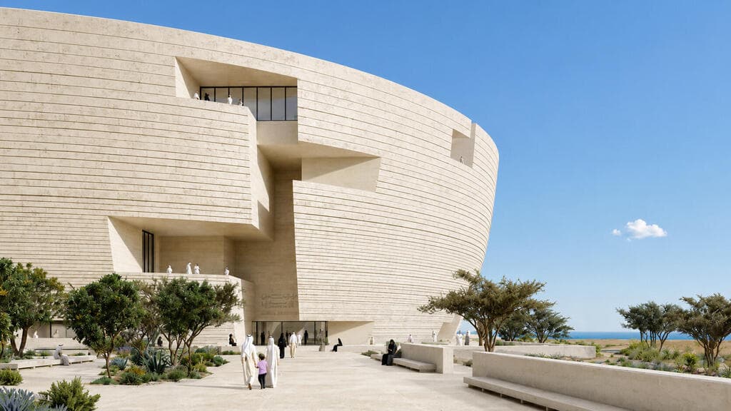 מוזיאון לוסייל בצורת ירח מלא וסהר (הדמיה באדיבות Herzog & de Meuron) Al-Maha Island פרויקט שאפתני