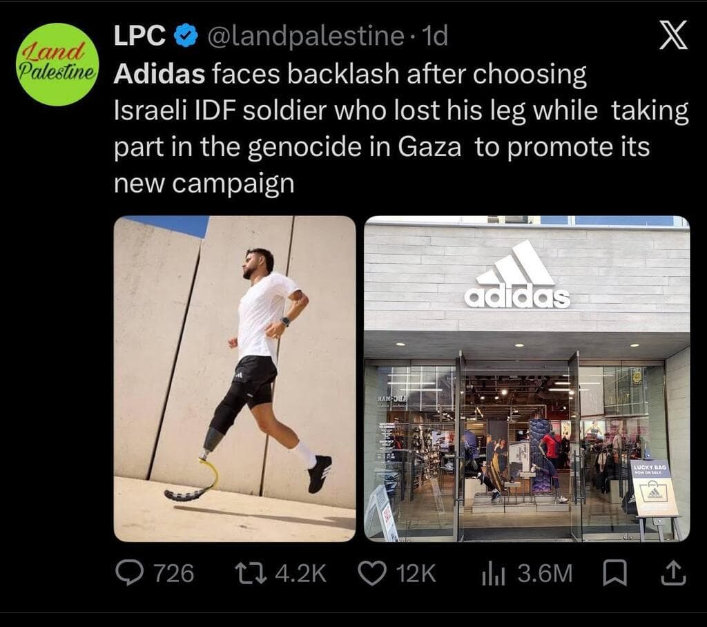 "אני חוטף גל מטורף של שנאה ודיווחים מכל העולם", כתב שליו ביטון באינסטגרם שלו בגלל חייל ישראלי - קריאות לחרם עולמי על אדידס