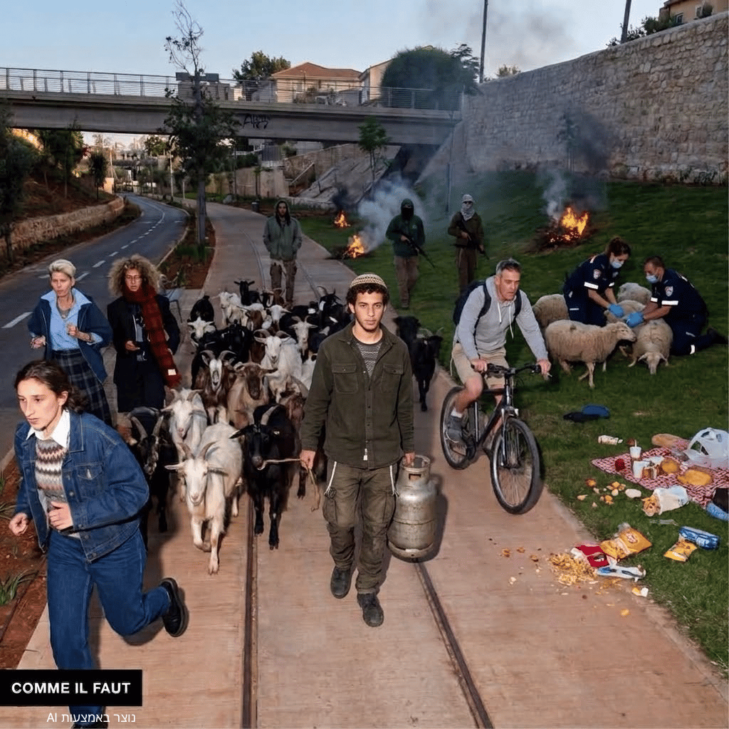 "אני מכירה הרבה אנשים מתעשיית האופנה הישראלית שפוחדים לדבר" (הדמיית AI: באדיבות קום איל פו) קמפיין "אל תגידו לא ידענו" של קום איל פו, 2026