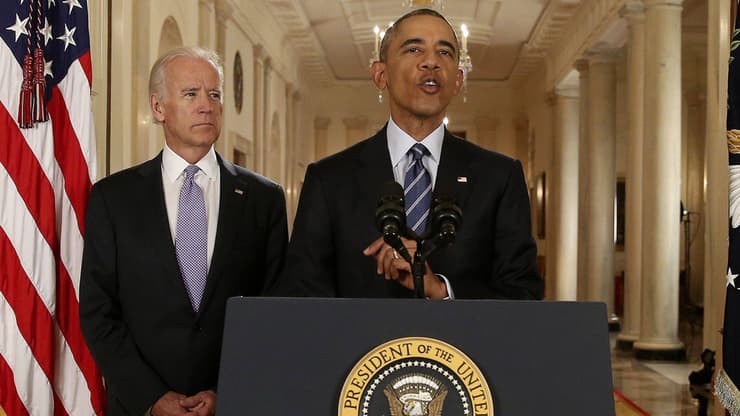 אובמה מכריז על הסכם הגרעין וביידן לצדו. 2015