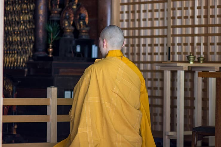 נזיר בודהיסטי מקדש יפן אילוס אילוסטרציה
