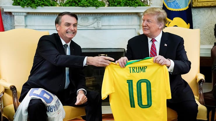 נשיא ארה"ב דונלד טראמפ בפגישה עם נשיא ברזיל ז'איר בולסונרו בבית הלבן
