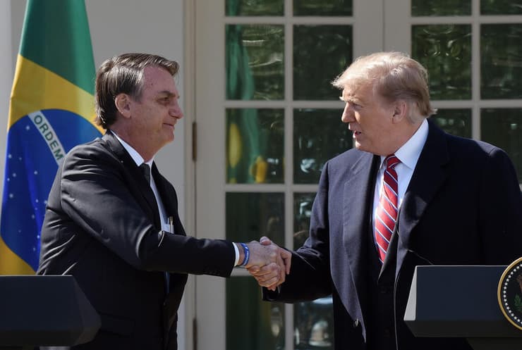 נשיא ארה"ב דונלד טראמפ בפגישה עם נשיא ברזיל ז'איר בולסונרו בבית הלבן